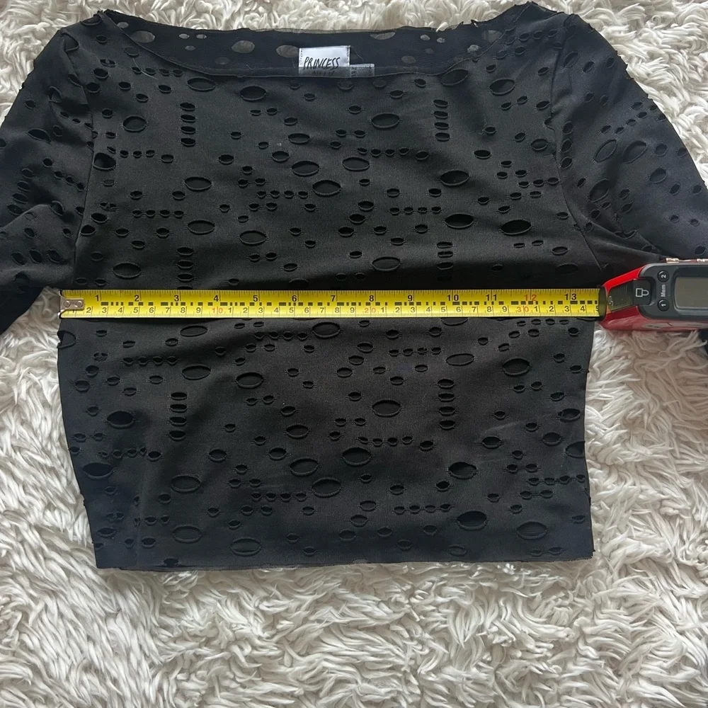 NWOT Black Princess Polly Mesh Long Sleeve - Picture 6 of 7